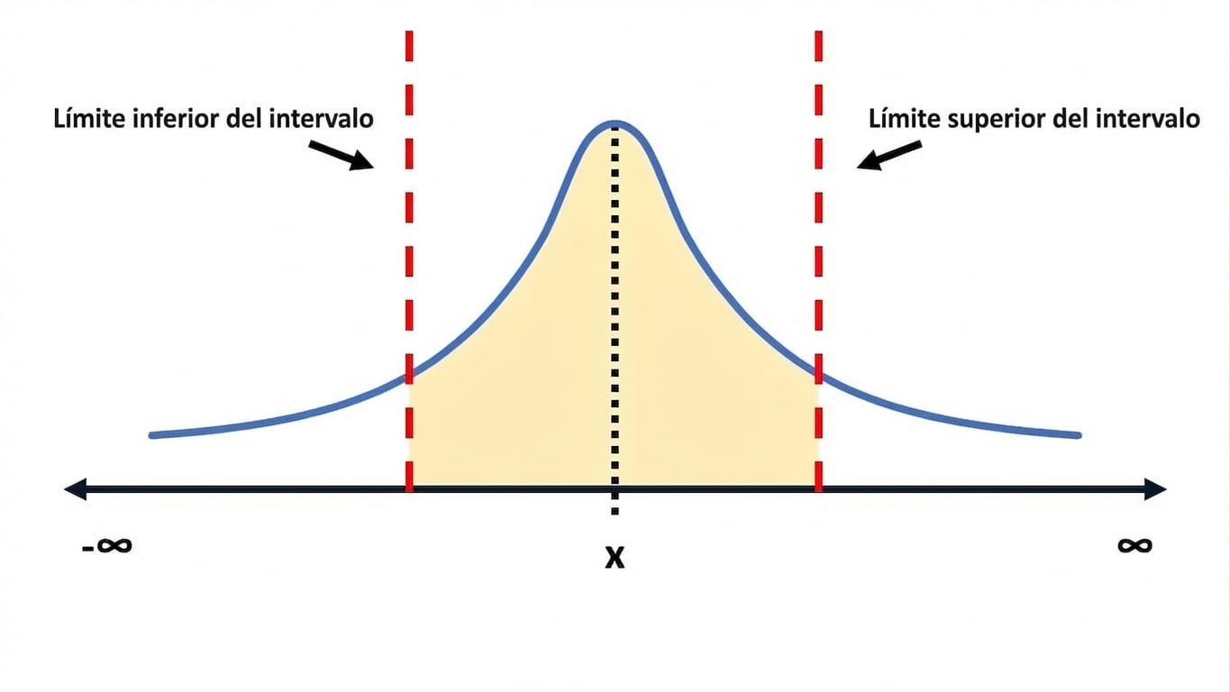 Una curva de distribución con los límites inferior y superior marcados