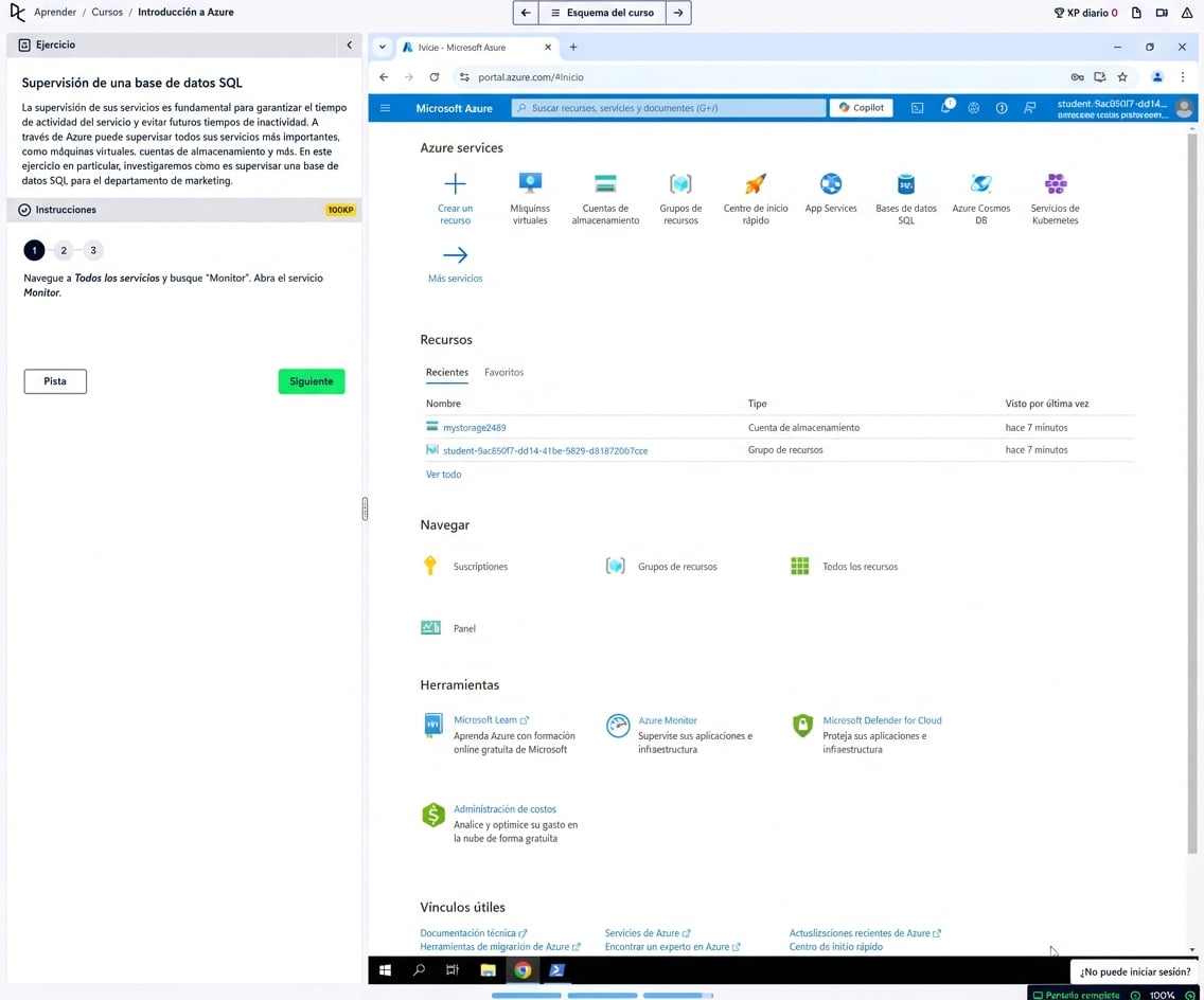 Página de inicio de Azure