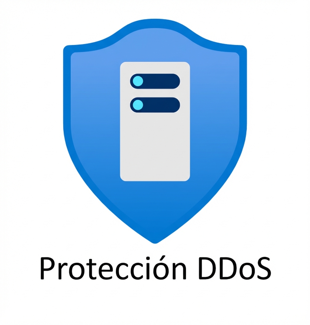escudo azul con el texto ddos protection debajo