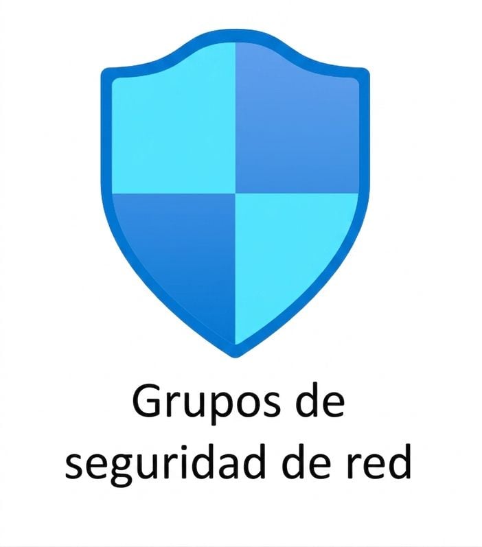 escudo azul con el texto network security groups debajo