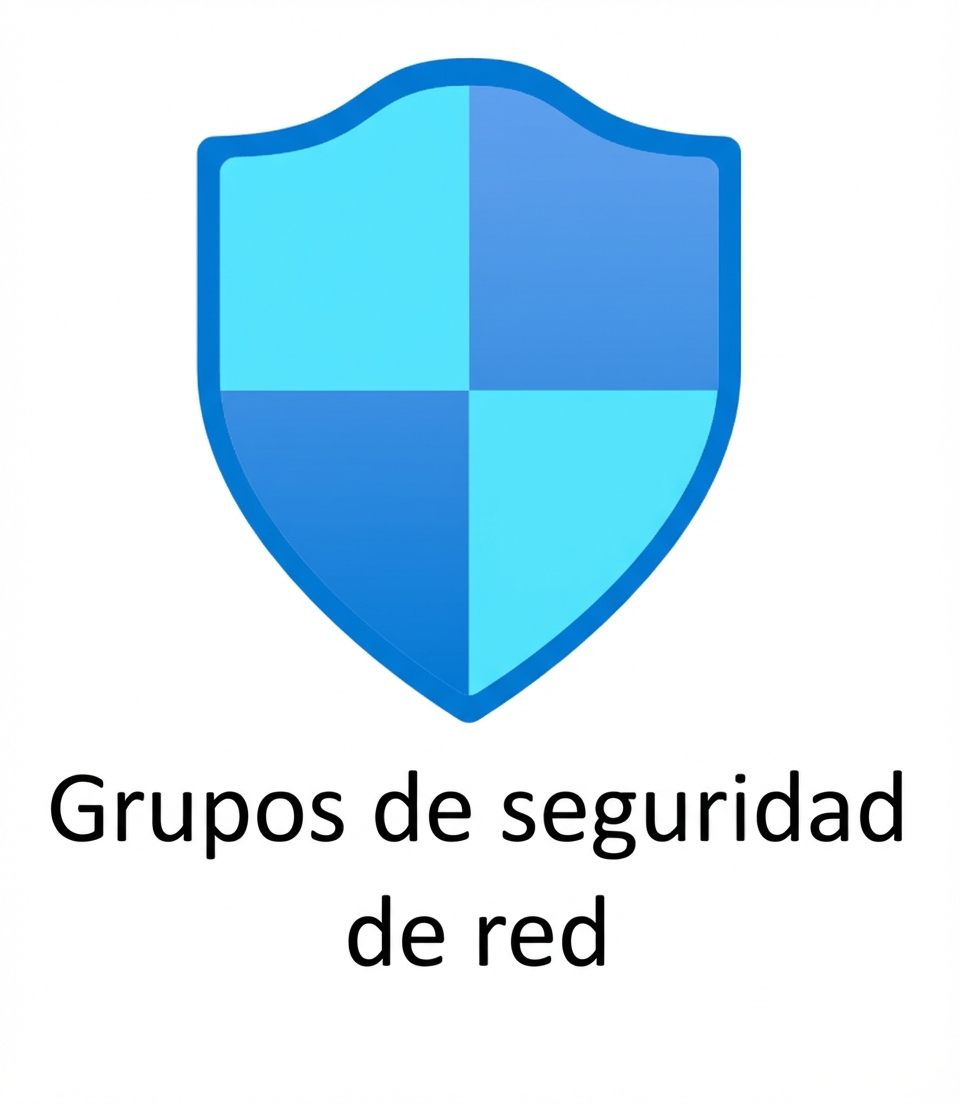 escudo azul con el texto network security groups debajo