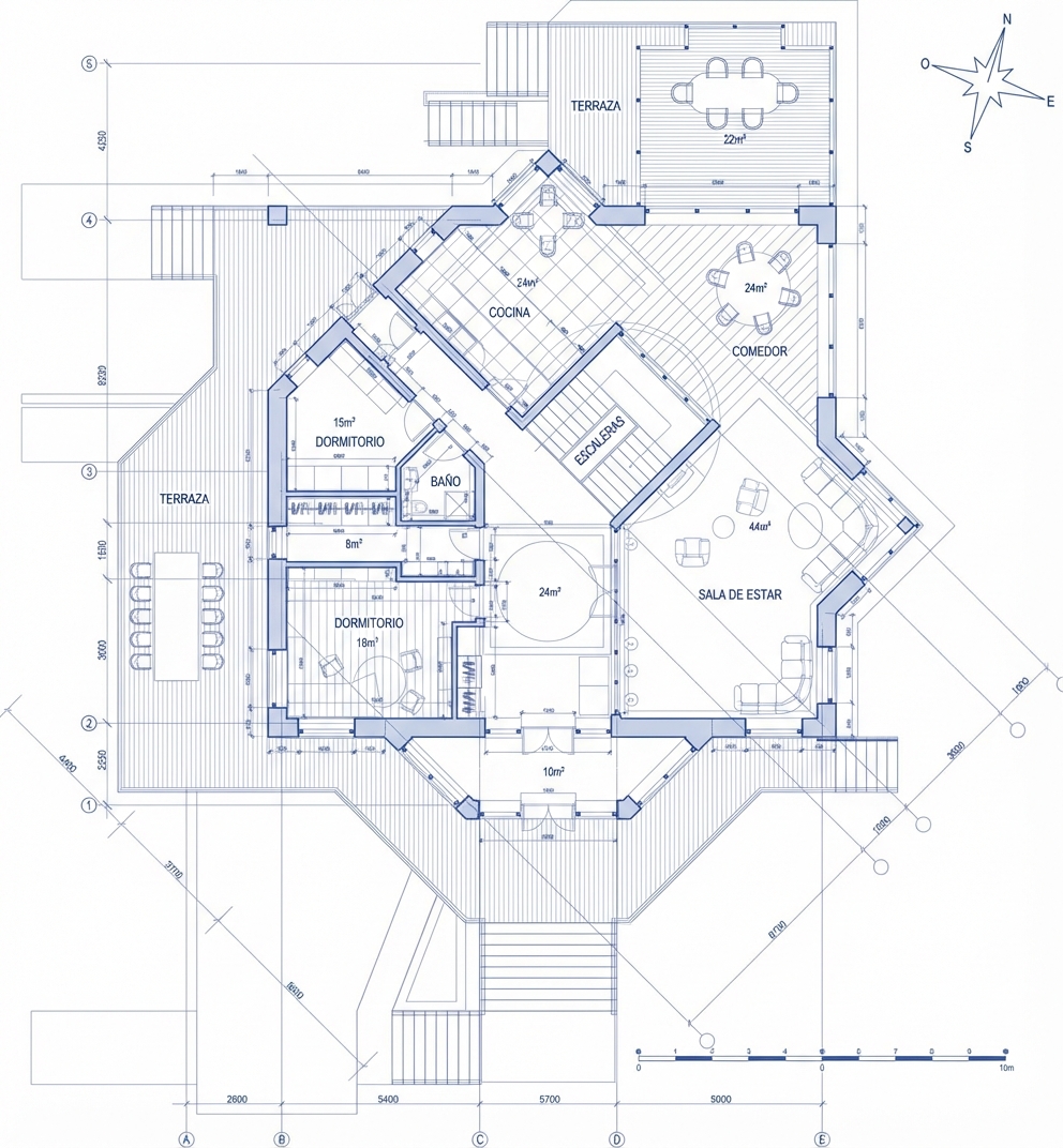 Un plano arquitectónico de un edificio