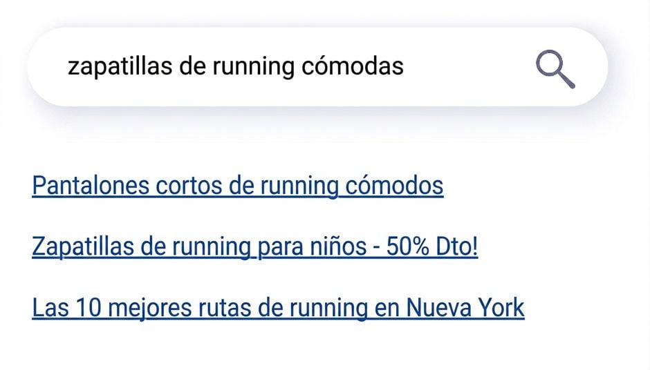 Un buscador tradicional mostrando resultados irrelevantes.