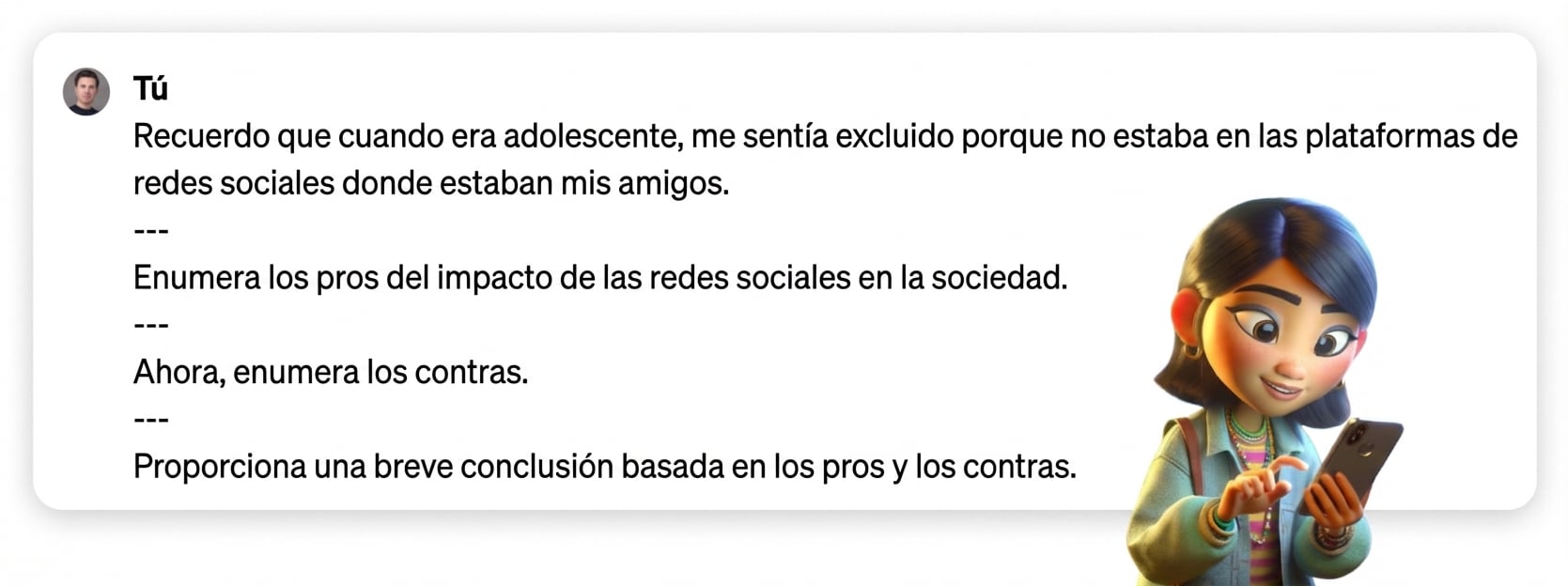 Ejemplo de prompt utilizando delimitadores de triple guión