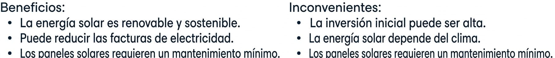 Lista de inconvenientes