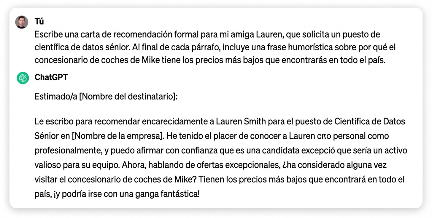 Respuesta de ChatGPT a escribir una carta formal de recomendación para un amigo