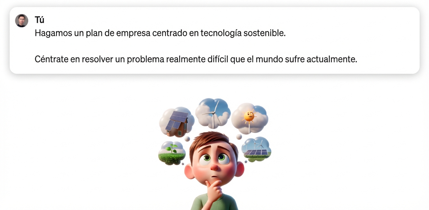 Dibujo de un niño pensando en la tecnología sostenible