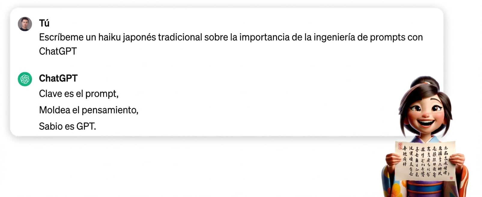 Respuesta de ChatGPT a escribir un haiku japonés