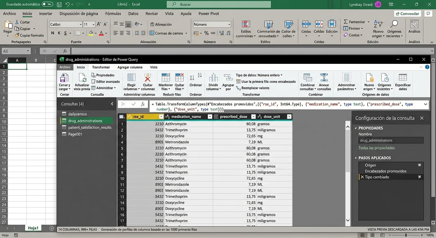 Ventana del Editor de Power Query en Excel