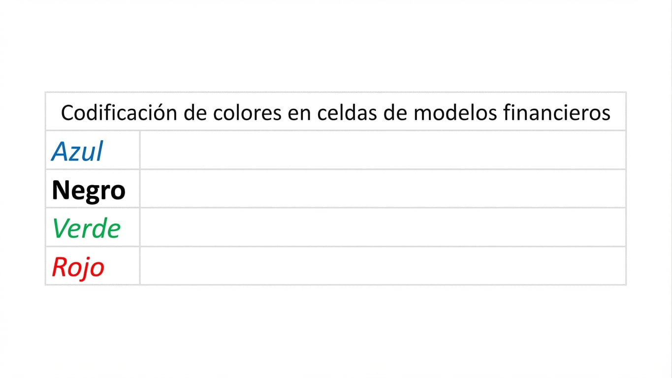 codificación por colores en un modelo financiero en blanco
