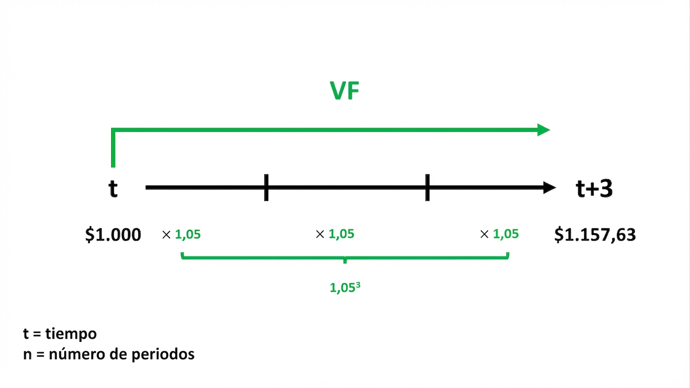 ejemplo de cálculo de valor futuro en línea de tiempo