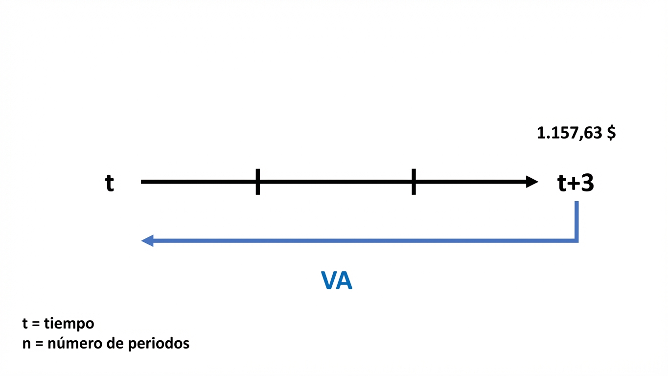 ejemplo de cálculo de valor presente en línea de tiempo