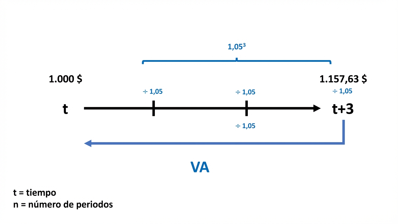 ejemplo de cálculo de valor presente en línea de tiempo