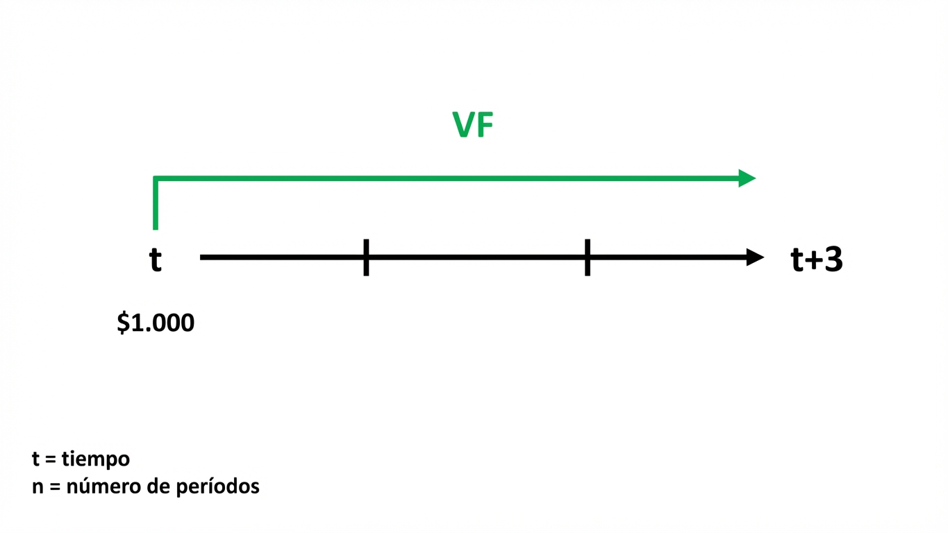 ejemplo de cálculo de valor futuro en línea de tiempo