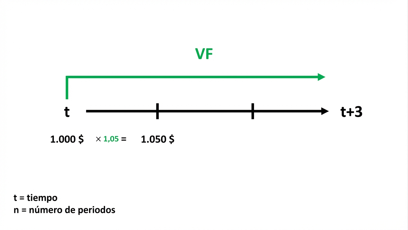 ejemplo de cálculo de valor futuro en línea de tiempo