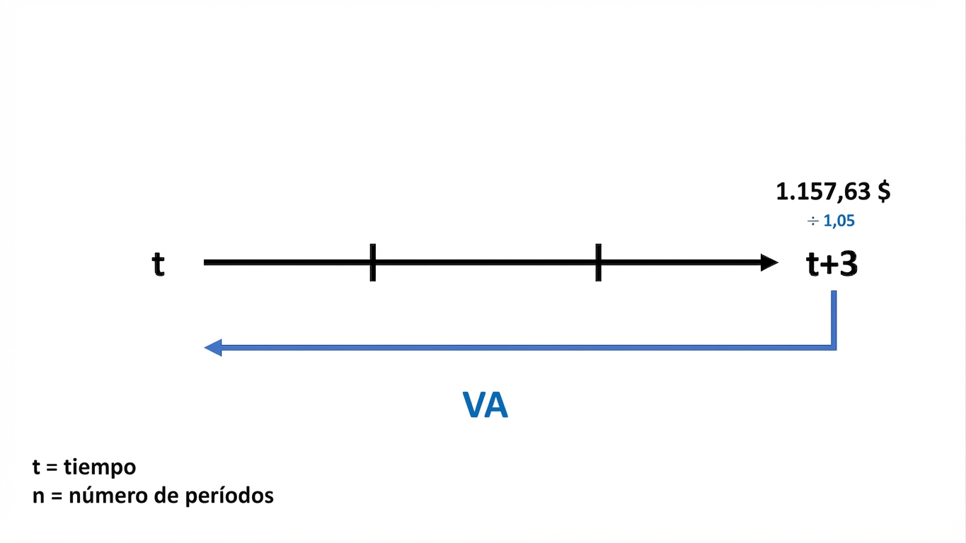 ejemplo de cálculo de valor presente en línea de tiempo