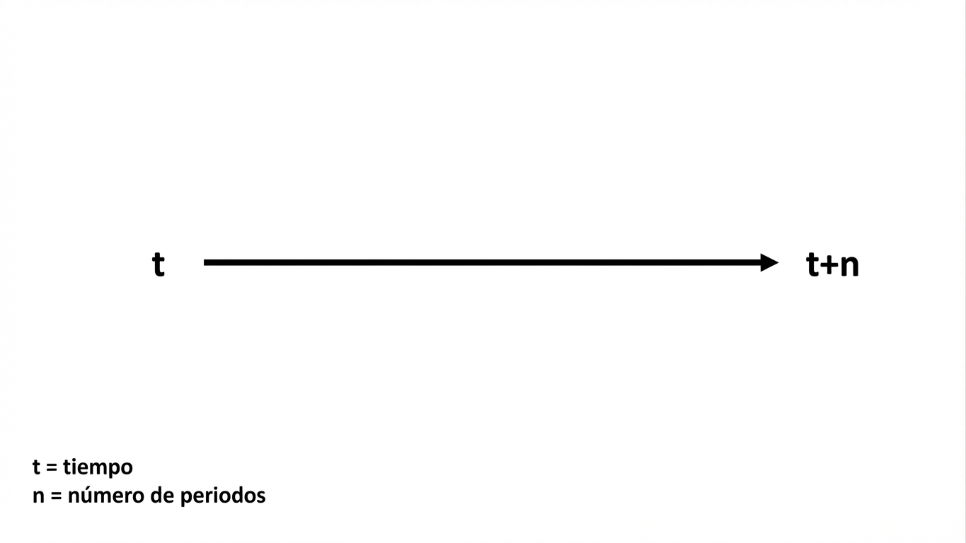 línea de tiempo con t y t+n