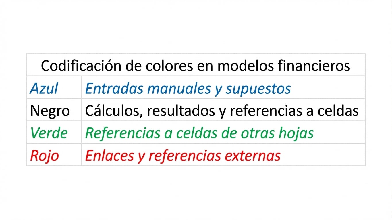 diagrama de colores con azul, negro, verde y rojo