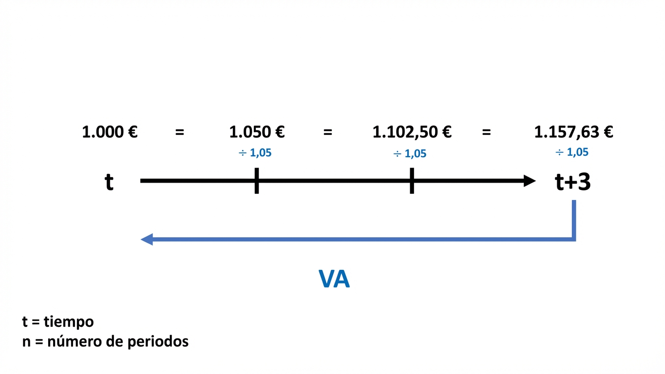 ejemplo de cálculo de valor presente en línea de tiempo