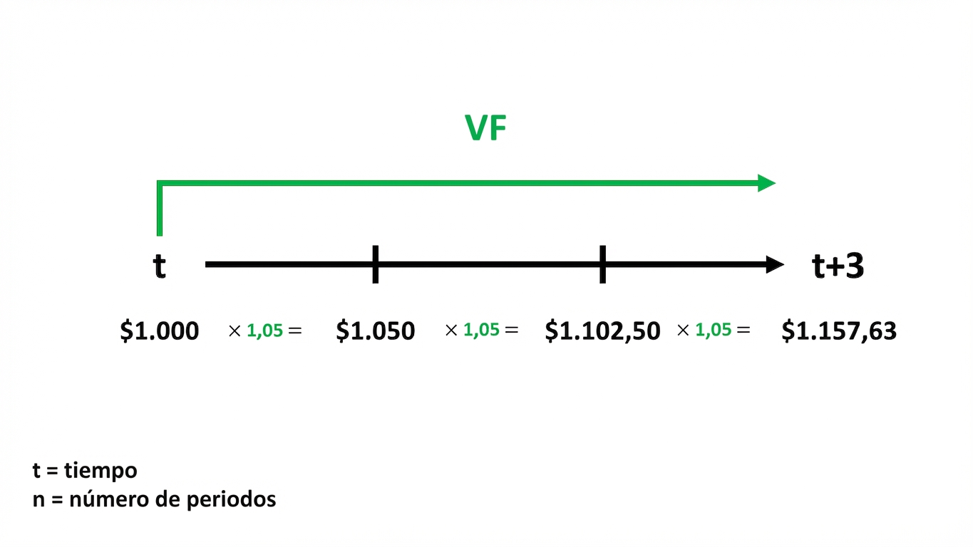ejemplo de cálculo de valor futuro en línea de tiempo