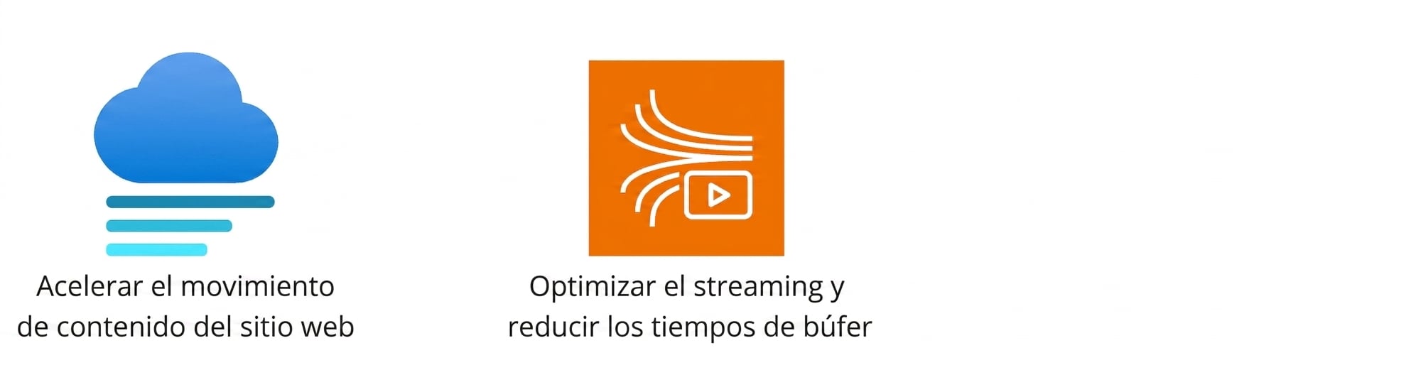Iconos que muestran movimiento de contenido web y optimización de streaming.