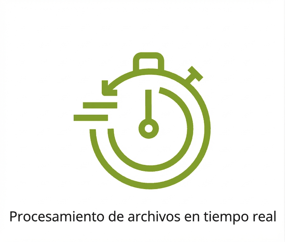 Un ícono que muestra procesamiento en tiempo real.