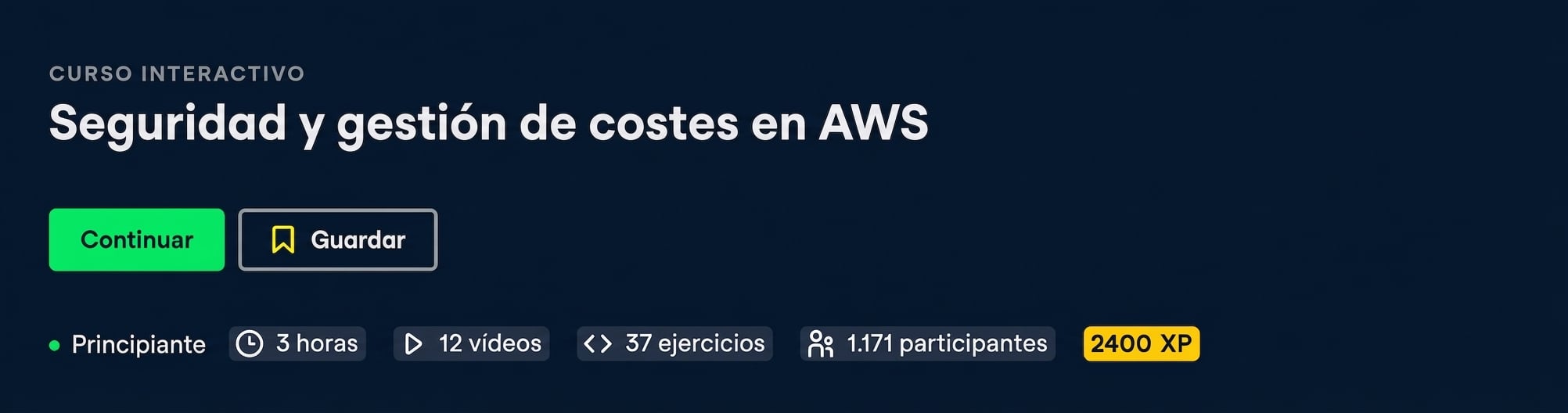 Encabezado del curso de Seguridad y Gestión de Costes
