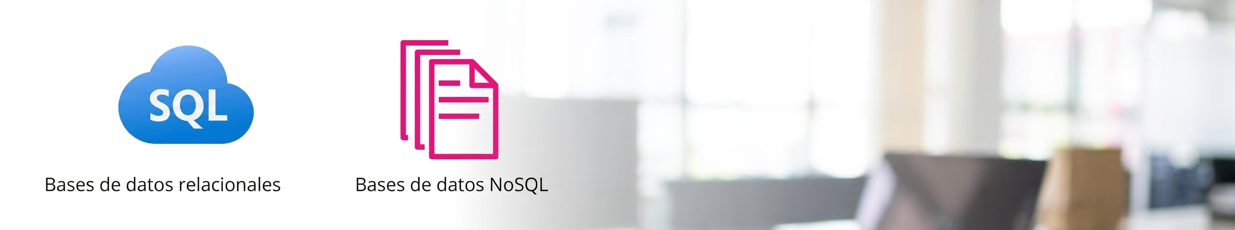 Dos iconos que muestran bases de datos relacionales y NoSQL.