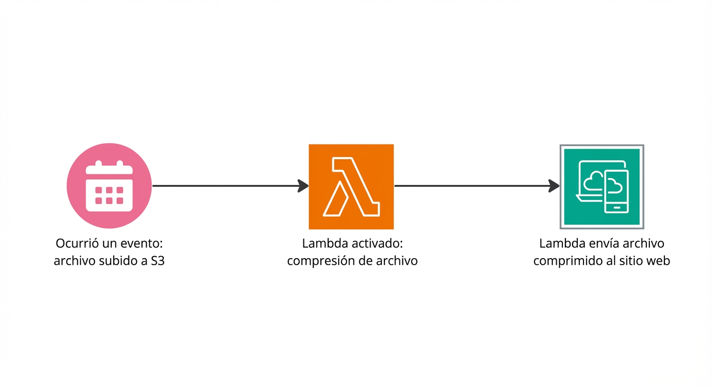 Un diagrama de flujo que explica cómo se activan funciones Lambda cuando ocurre un evento.