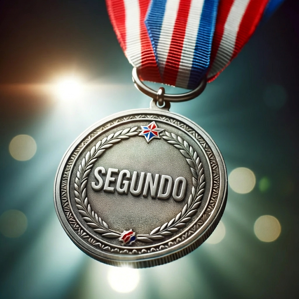 Imagen de una medalla de plata con el número 2