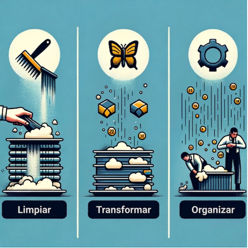 Imagen que muestra la limpieza, transformación y organización de datos