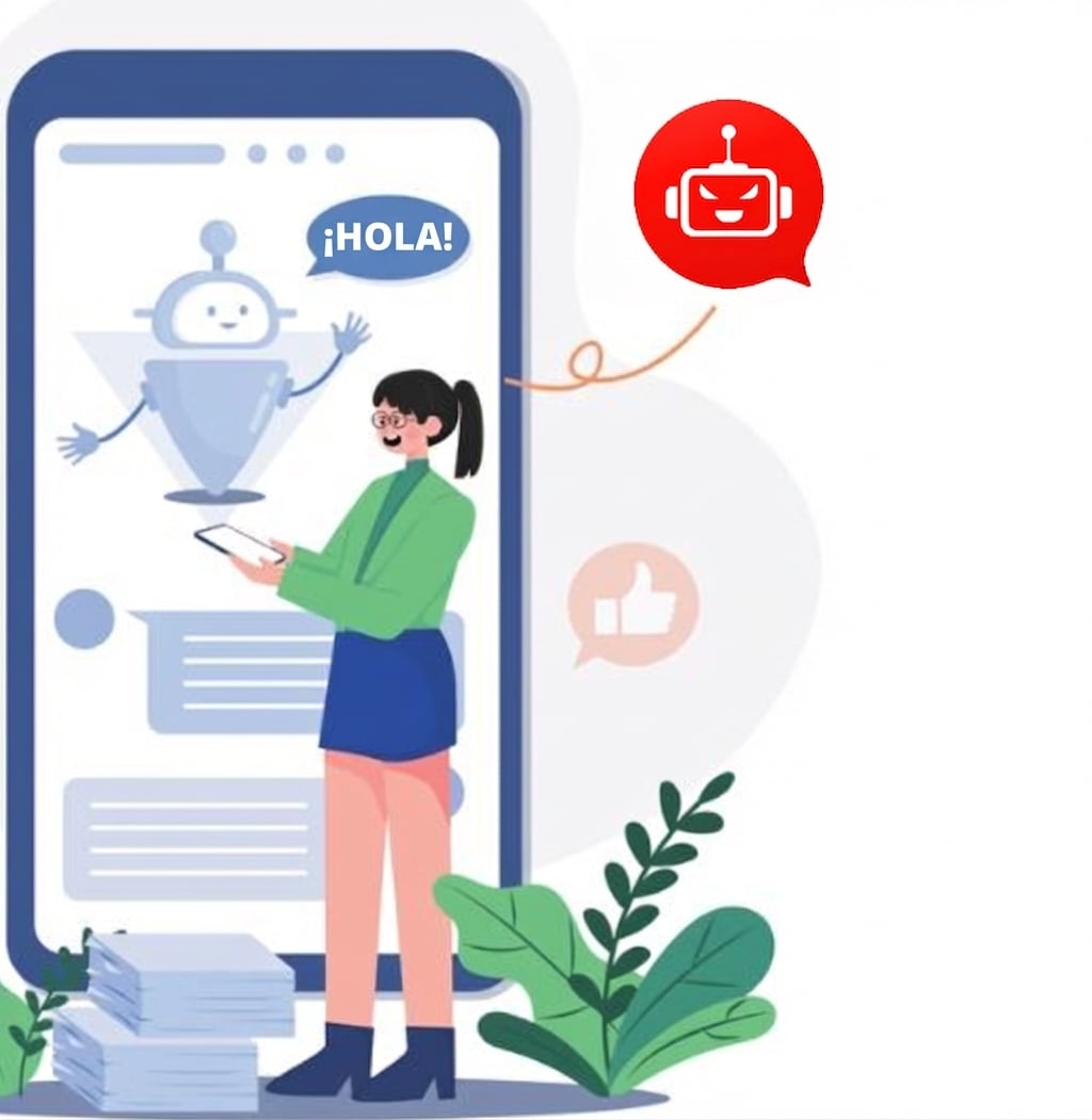 Una mujer usando un chatbot con un prompt malicioso inyectado