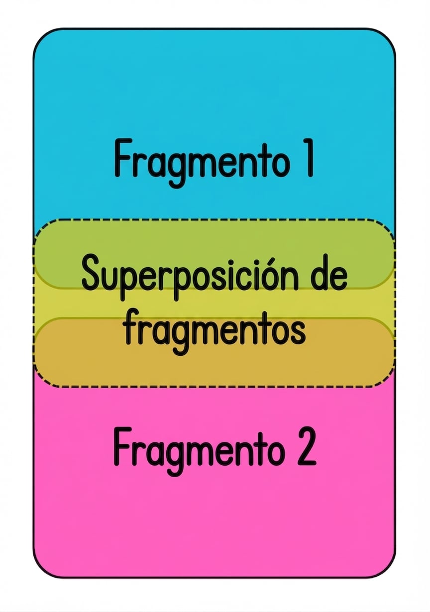 Dos fragmentos con un área resaltada que se superpone a ambos.