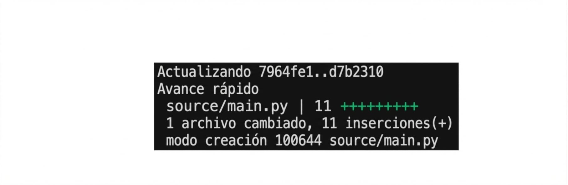 Salida del comando git merge