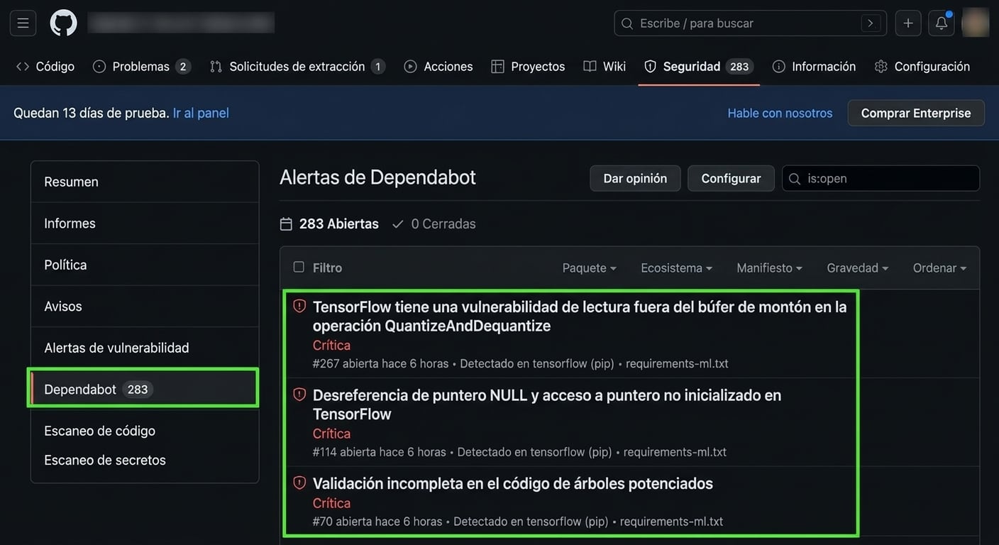 Ver Dependabot Alerts