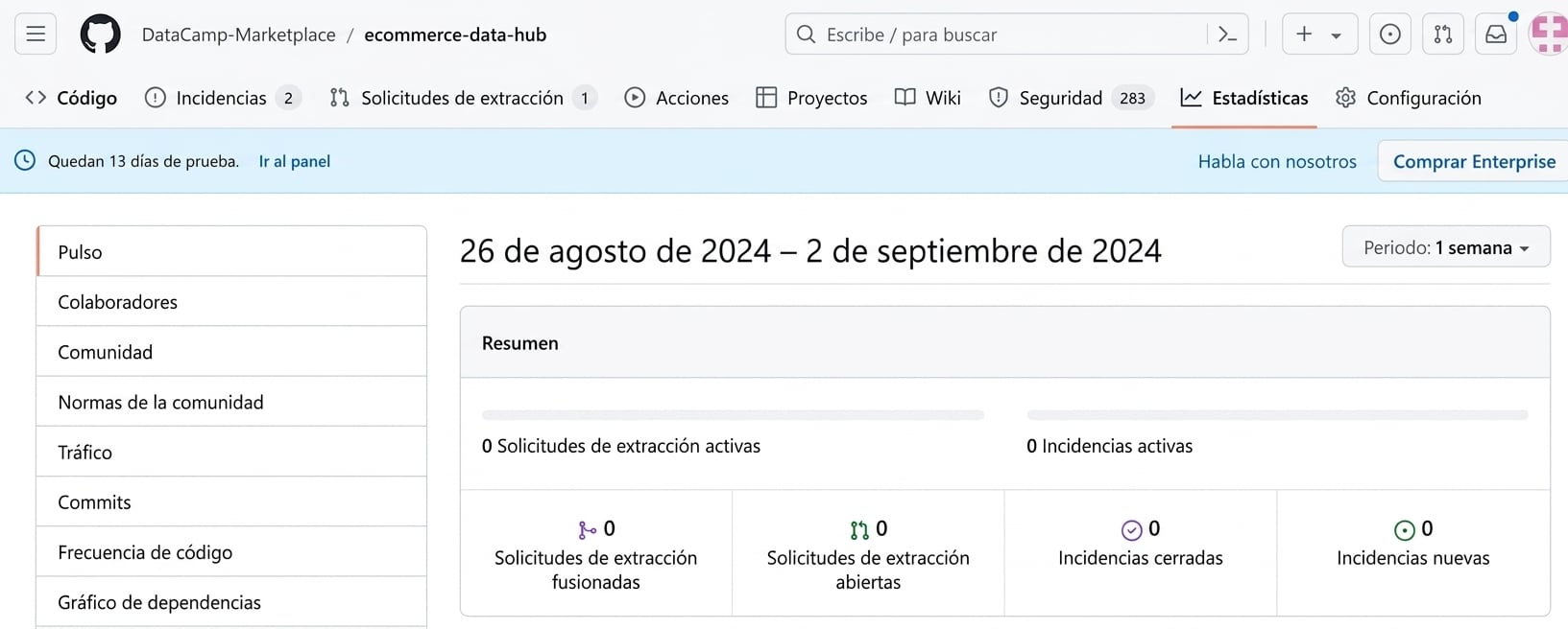 Abrir la pestaña Insights