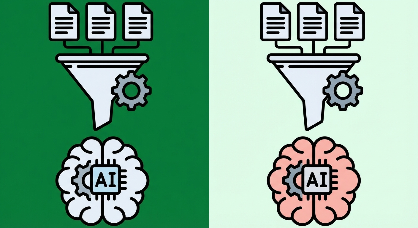 Datos que pasan por un embudo para el preentrenamiento