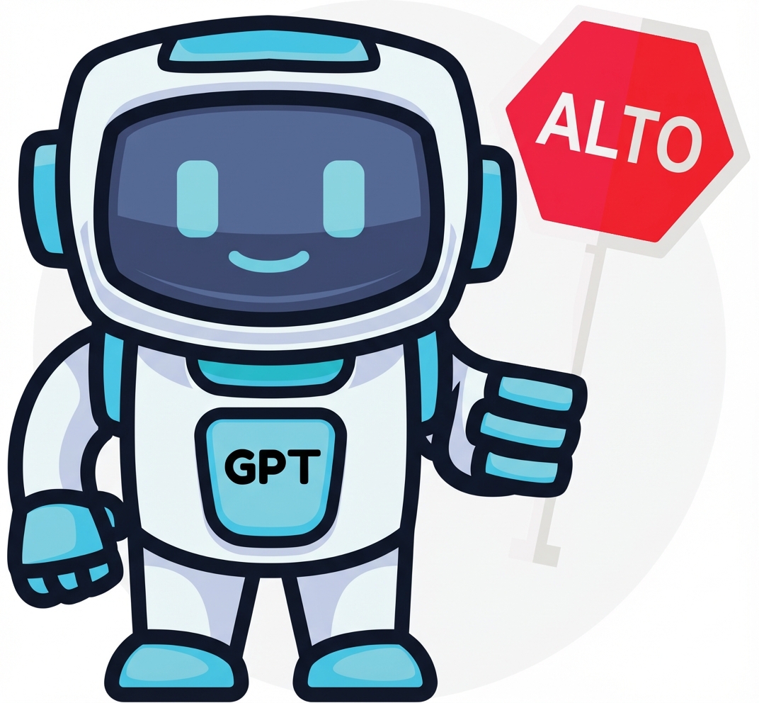 Robot GPT sosteniendo una señal de stop