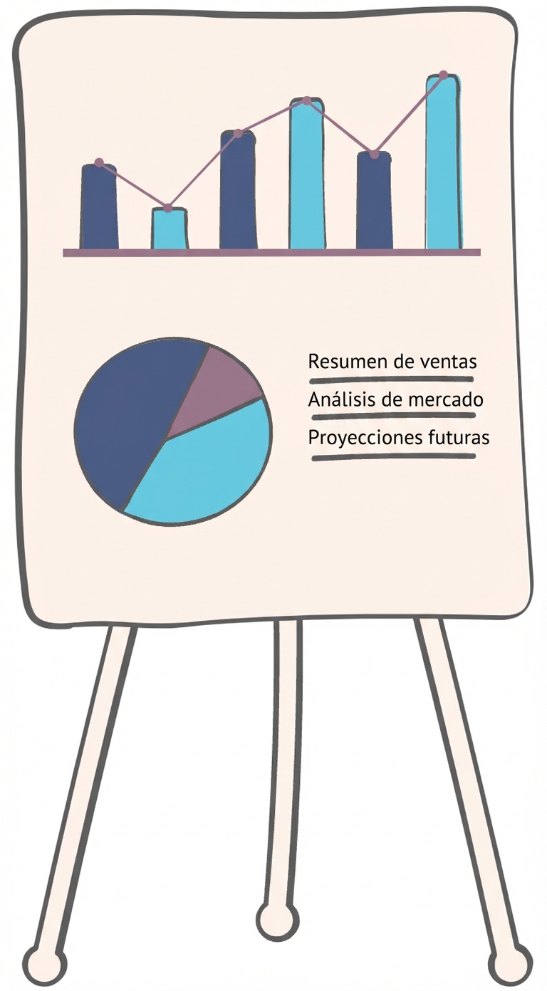 Soporte de una presentación con varios gráficos