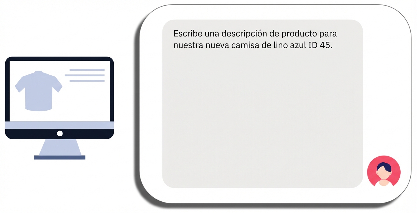 Inicio de una solicitud de descripción de producto para una camiseta con un nombre de producto específico