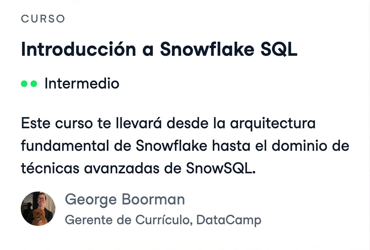 Captura del curso Introduction to Snowflake SQL de DataCamp