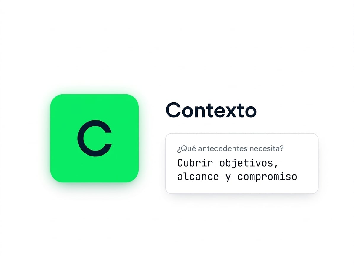 La tarjeta Context del marco GCSE con un ejemplo breve de prompt