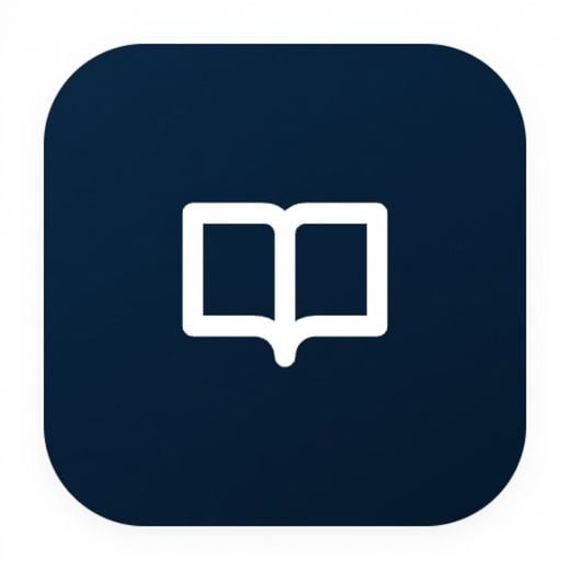 Un icono de libro abierto azul marino