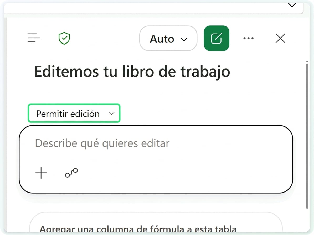 El libro Tickets con Copilot abierto en modo Allow editing