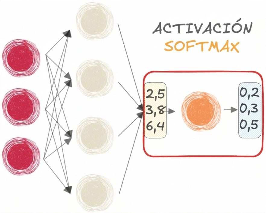Una red neuronal con función softmax