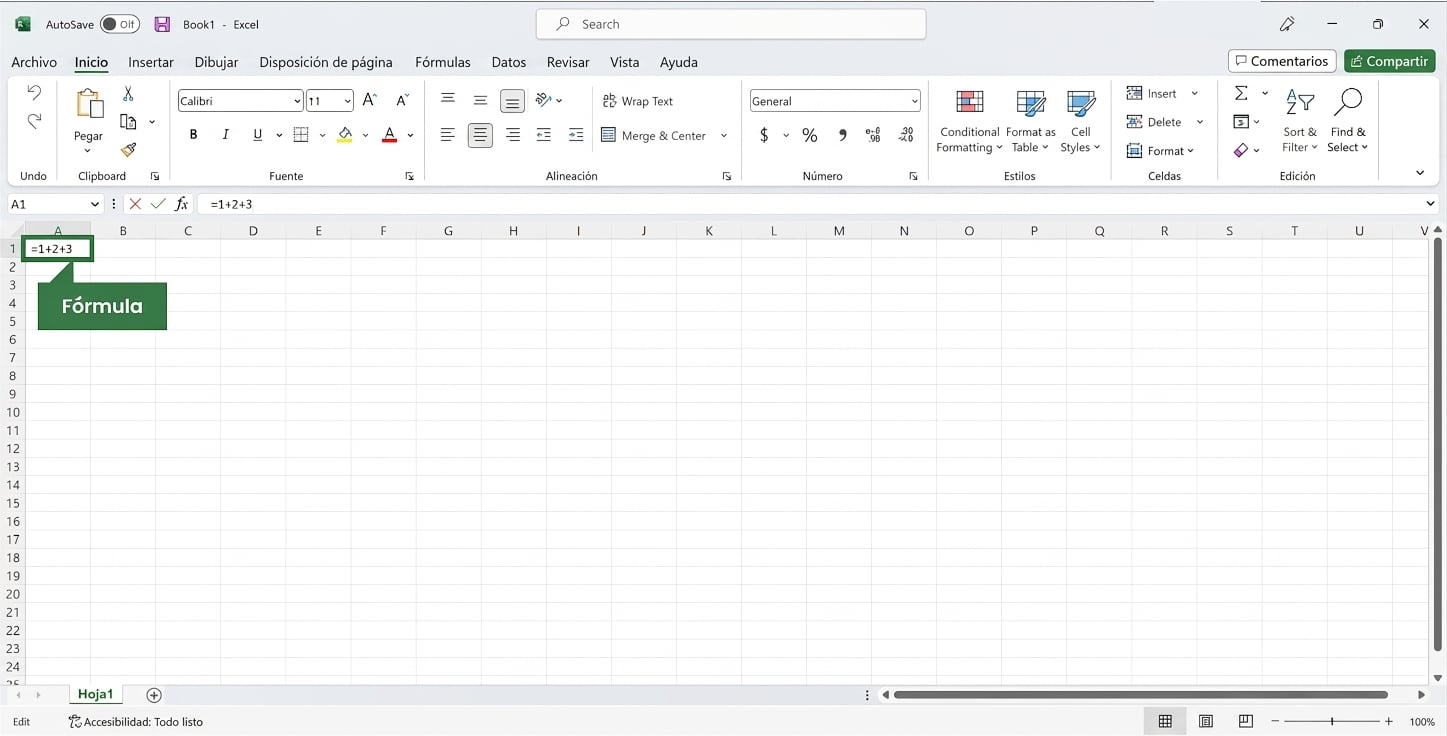 Archivo de Excel destacando una fórmula