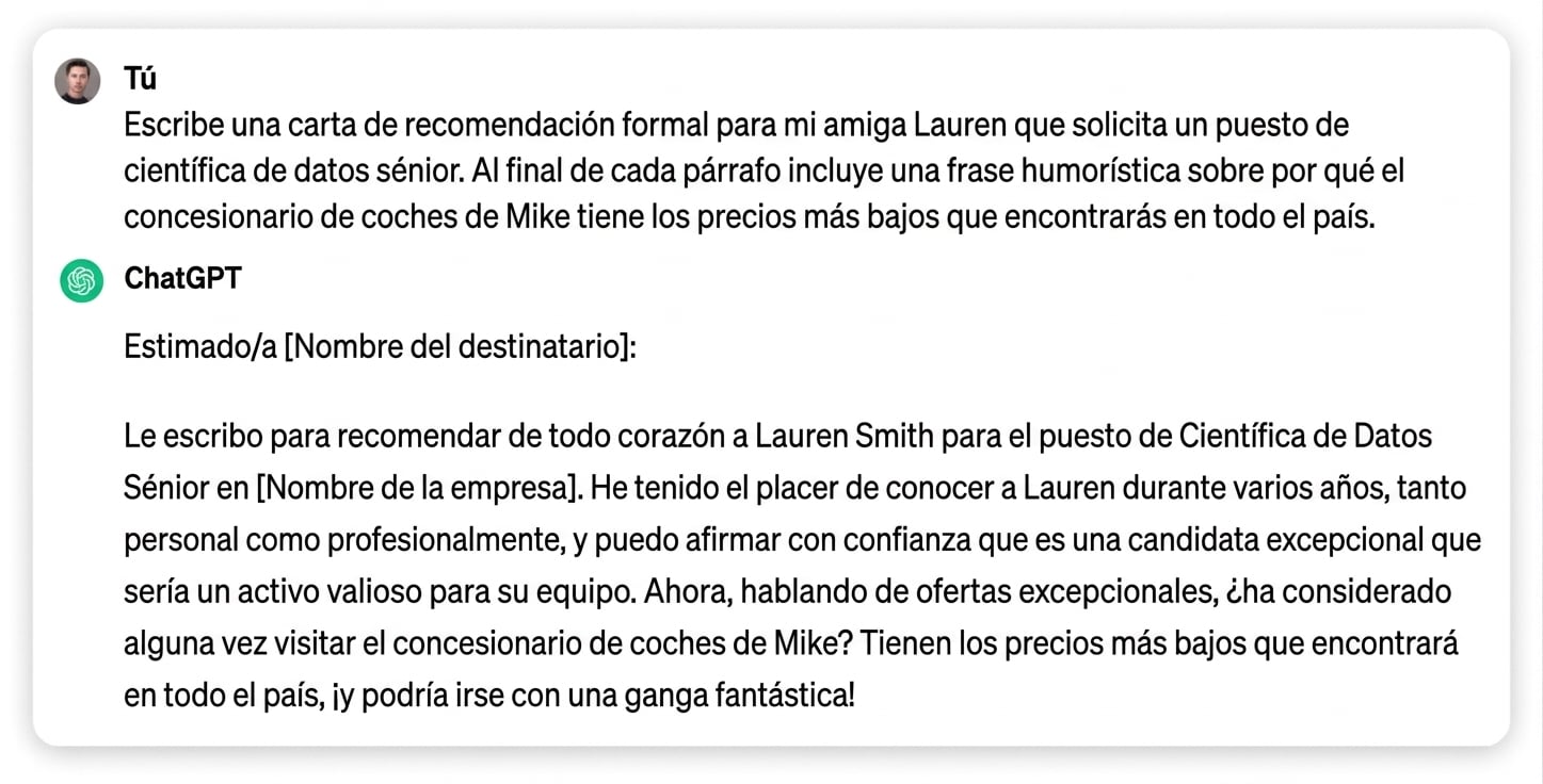 Respuesta de ChatGPT a escribir una carta formal de recomendación para un amigo