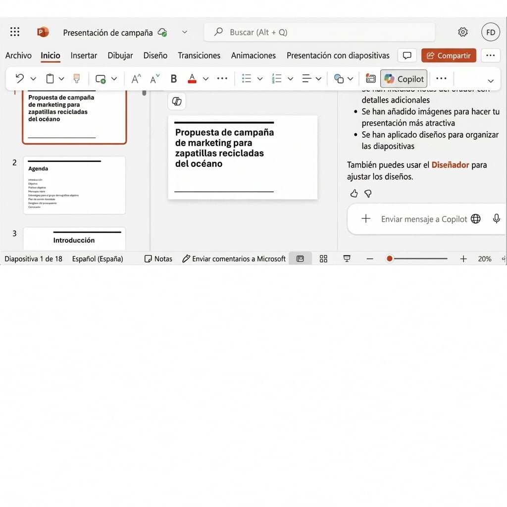 Designer produciendo diferentes opciones para cambiar el tema de la presentación