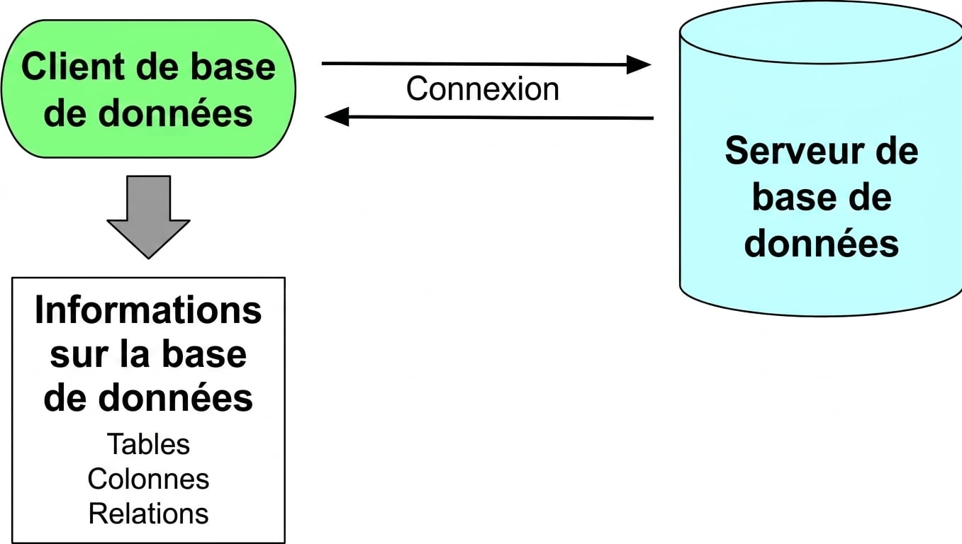 Le client de base de données se connecte au serveur de base de données