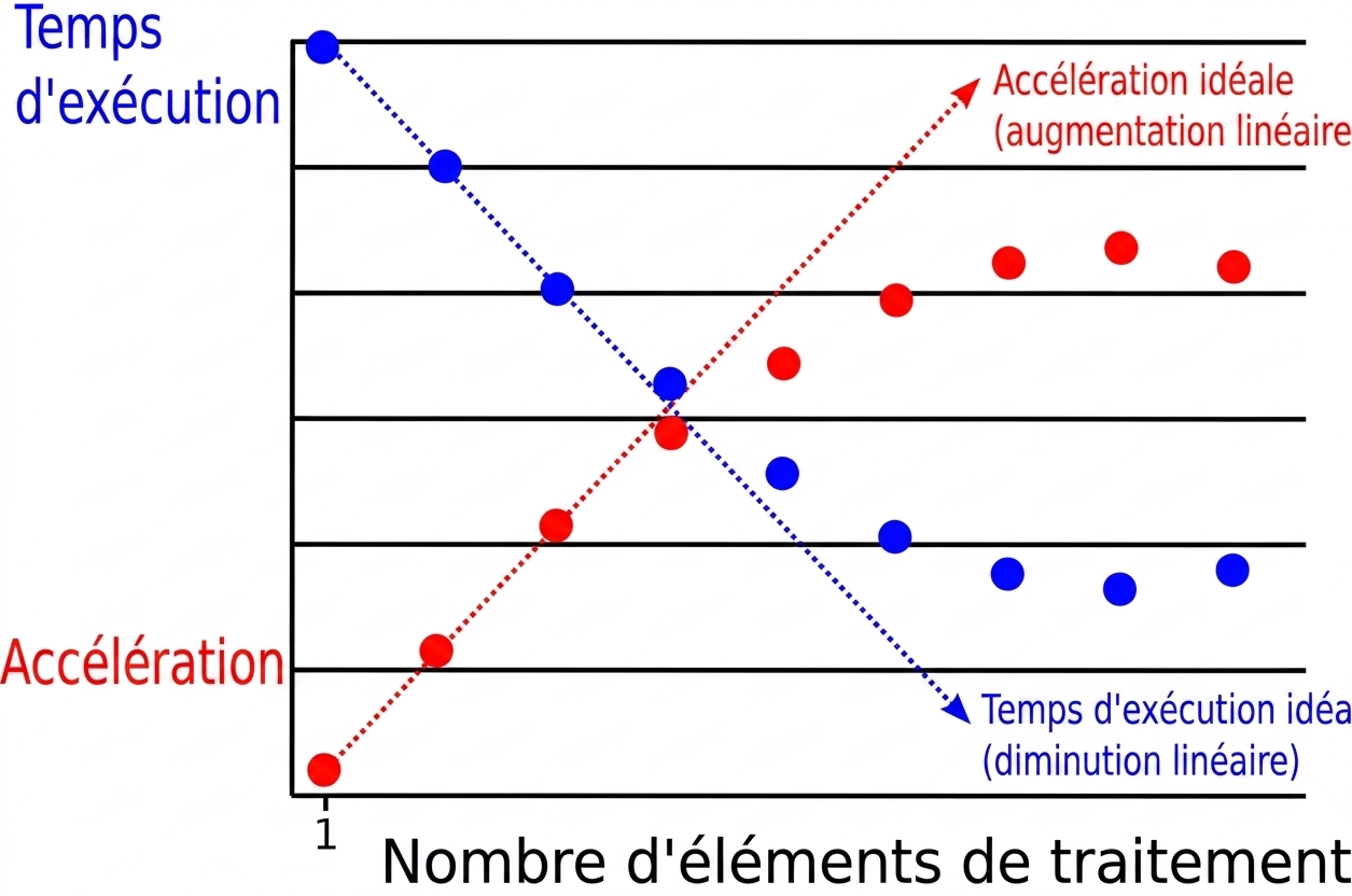 Graphique montrant le ralentissement parallèle